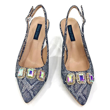 Newest Style Teal Sky Color Platform Design Peep Toe Ladies Shoes Matching Bag Set For Mature Women Heel Party Pump