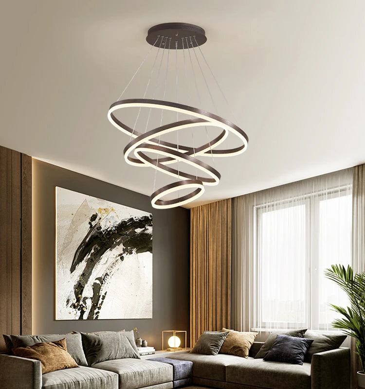 Mordern Minimalist Hign-end LED Pendant Lights Designer Circle Chandelier Home Rooms Decoration for Hall Living Lamping Fixtures