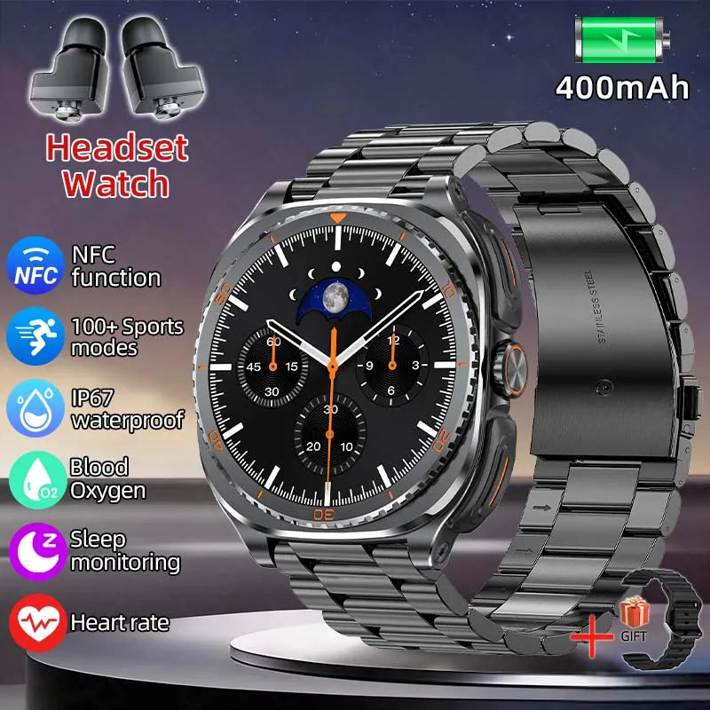 New 2026 TWS 2-in-1 Wireless Headset Smart Watch 7 Ultra AMOLED HD Screen Smartwatch with Earbuds Bluetooth Call Sports Watches