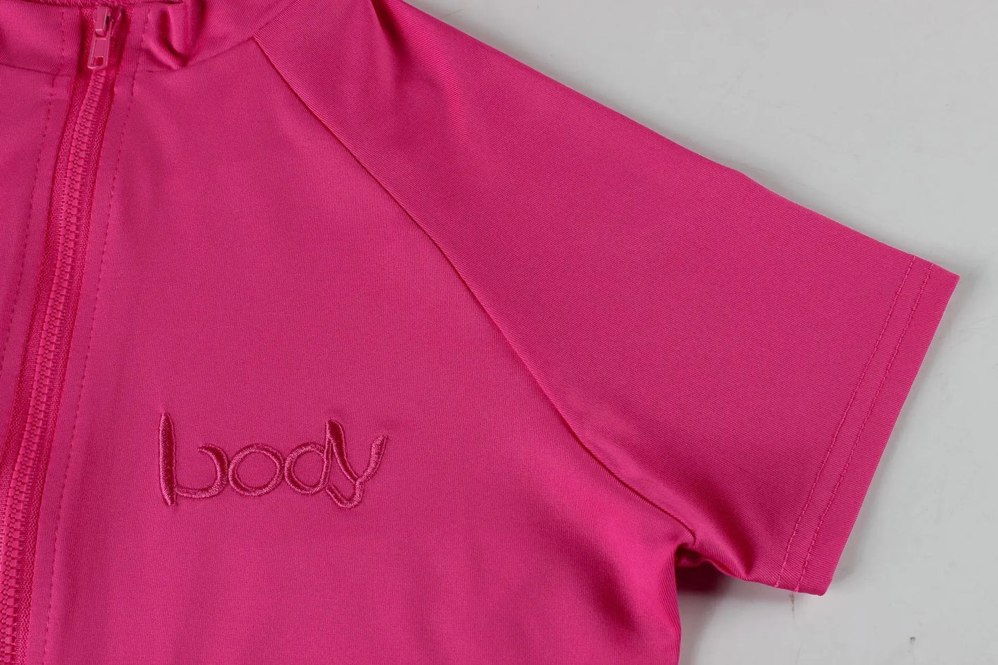 STYLISH LADY Embroidery Yoga Workout Bodysuit 2026 Summer Women High Stretch Zip Front Short Sleeve Sports One Piece Romper