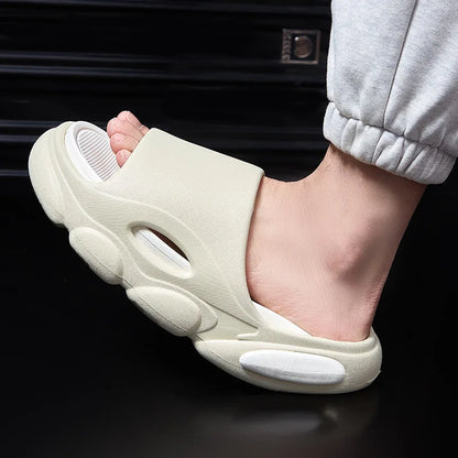 Comwarm New Men Summer Slippers Thick Sole House Non-slip Bathroom Shower Slides Outdoor Soft Cloud Fashion Beach Shoe Flip-flop