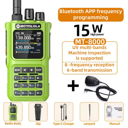 MOTOLOLA 15W Portable Handheld Walkie Talkie 6 Band Transmission Reception Bluetooth Program Flashing Noise Reduction AM FM