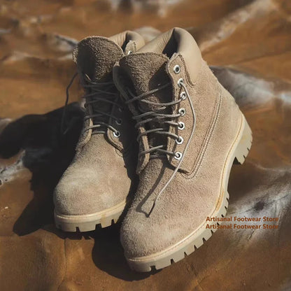 High-Top Big Toe Motorcycle Boots Men's Boots Lace-Up Trendy Outdoor Hiking Boots Designer Handmade Height Increased Men Boots
