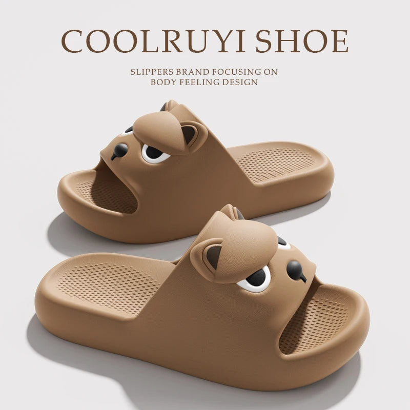 Soft Sole Cute Dog EVA Home Slippers for Women Summer 2026 Non Slip Platform Couple Slippers Outdoor Beach Shoes Slides Woman 45