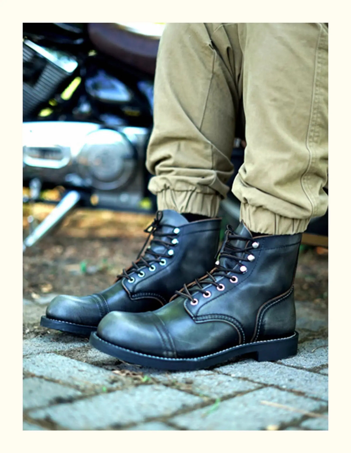 New Men's Cowhide Goodyear Welted Work Boots Durable