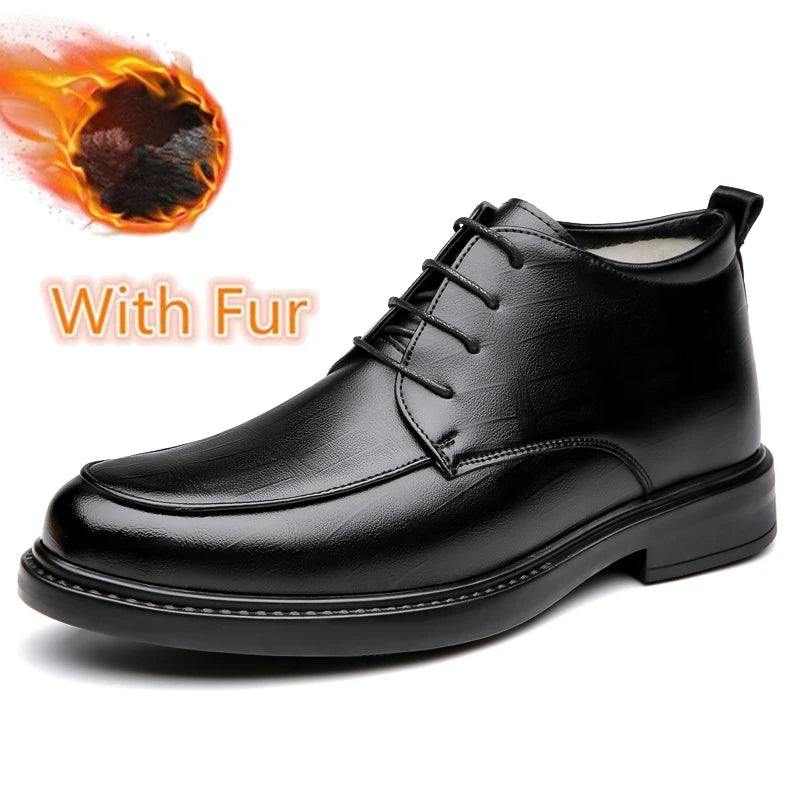 Classic Men Winter Plush Snow Boots Men's Plus Size Outdoor Boots Comfortable Male Motorcycle Boots Botas Comfy High Top Shoes