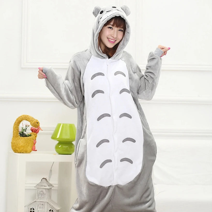 Totoro Onesies Cute Cartoon Animal Onesie Women Men Girls Boys Pajamas Slipper Funny Party Suit Winter Home Overall Costumes