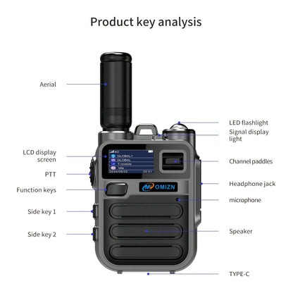 OMIZN Walkie Talkie 5000 KM Network Radio Long Range Professional 4G Camping LED Lighting Rechargeable Hiking and Camping M2