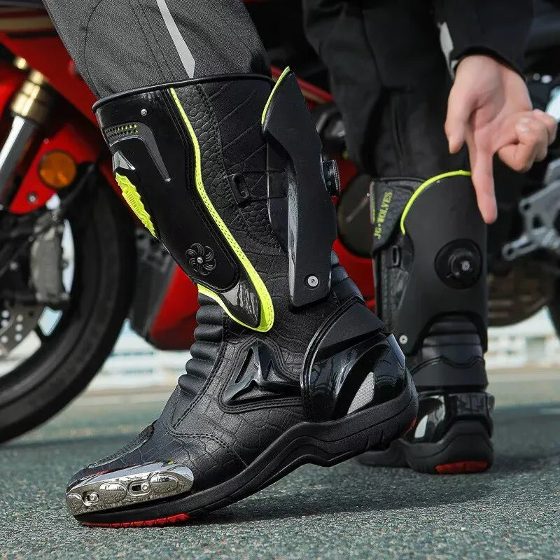 JG-Wolf Waterproof Motocross Boots Adventure Touring Steel Toe Off-Road Boots CE Certified Dirt Bike Motorcycle Racing Boots Men