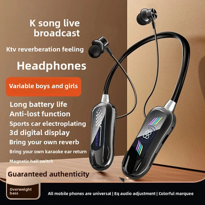 Wireless Magnetic Sport Neckband Bluetooth 5.4 Neck-hanging TWS Headphones Music Earphones With Mic Stereo For All Smartphones
