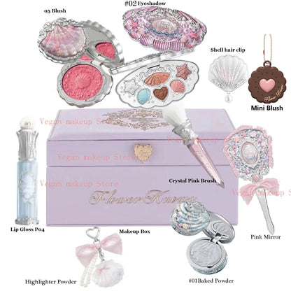 Flower Know Shell Jewelry All-In One Gift Set Makeup Set Full Professional Eyeshadow Blush Baked Powder 10pcs Flowerknows Kits