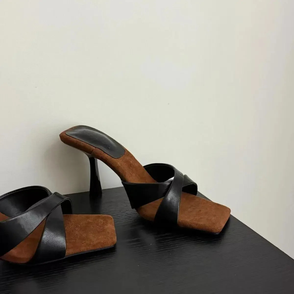 Square Toe Women's High Heels Slippers Elegant Sandals Fashion Shoes Dress Pumps Woman Slides New Luxury Female Flip Flops