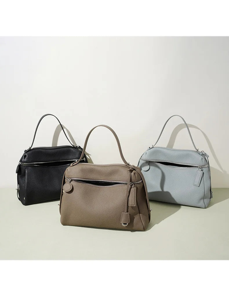 First Layer Cow Leather 33cm Tote Bag Fashionable Women's Bag New Design Large Capacity Soft Portable Shoulder Crossbody Bag