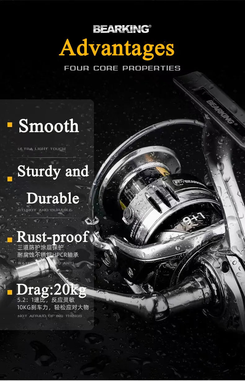 Spinning Fishing Reel 2000/3000/4000/5000/6000 High Drags Saltwater Stainless Metal Coils Series Left/Right Hand Spinning Wheel