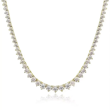 Kanolan Moissanite Tennis Necklace for Women 925 Sterling Silver 18K White Gold 3 Claw Graduated Necklace Luxury Wedding Jewelry