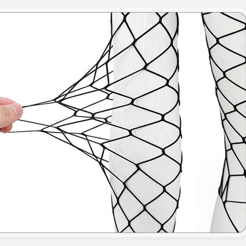 High Neck Fishnet Hollow Bodysuits For Women Sexy Long Sleeve Crotchless Jumpsuits Erotic Outfits Mesh See Through Teddy Rompers
