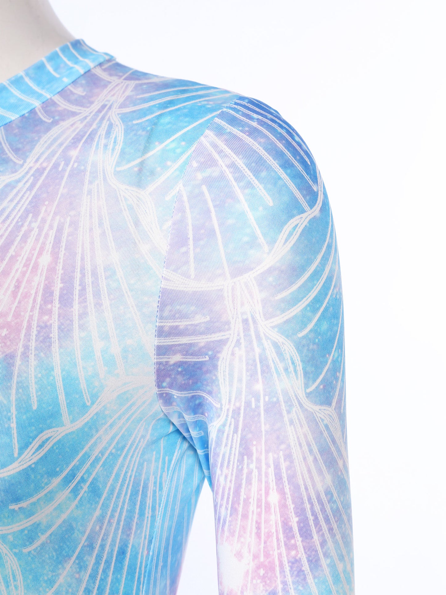 Womens Rash Guard One Piece Swimsuit Mermaid Fish Scale Print Long Sleeve Back Zipper Full Body Tops Sexy Swimwear Jumpsuit