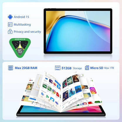 2026 Global Version Android 15 Tablet 14 inch Tablet PC 20GB 512GB 13800mAh Phone Call BT5.0 5G WiFi GPS Google Play Laptop Pads