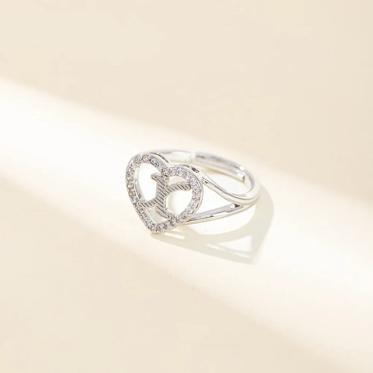 White Zircon 26 Letters A-Z Love Heart Open Adjustable Rings For Women Gold Silver Color Wedding Band Jewelry Mother's Day Gifts