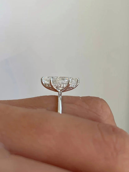 925 Sterling Silver Simple Classic 2 Carats Horse Eye Zircon Ring For Women Engagement Wedding Luxury High Quality Fine Jewelry