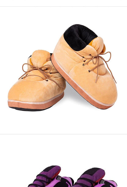 Winter fluffy home slippers Popular on Instagram Soft Non-slip thick sole living room shoes funny High-top warm shoes，men women