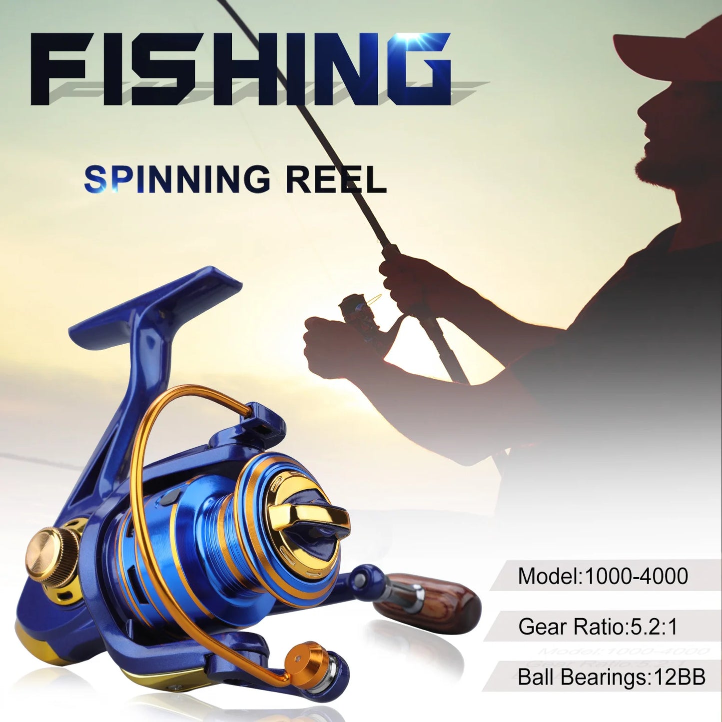 Sougayilang 1000~7000 Fishing Reel 5.2:1 Gear Ratio Spinning Reel with Folding Grip Max Drag 10kg All for Fishing Windlass Pesca