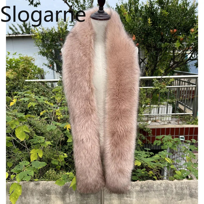 American 180cm Super Long Faux Fox Fur Scarf Winter Women Cosplay Warm Fashion Neck Decor Fluffy Shawl Wrap Luxury Furry Scarves