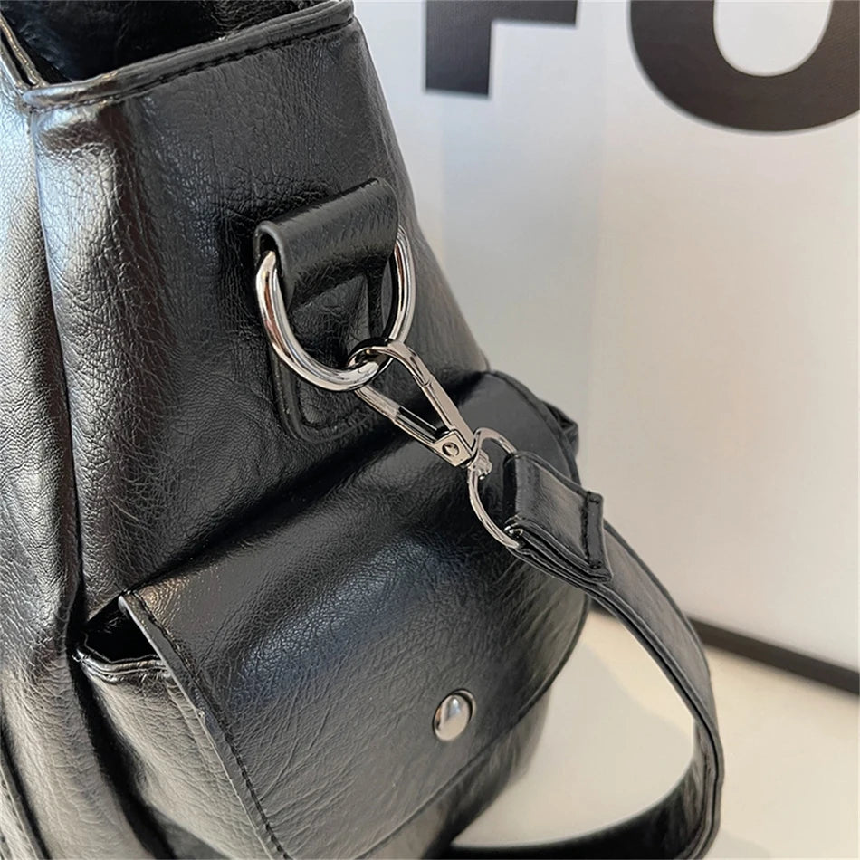 New Large Capacity Soft Leather Women's Handbag Fashion Trend Designer Women Shoulder Bag Simple Retro Female Travel Bags Sac