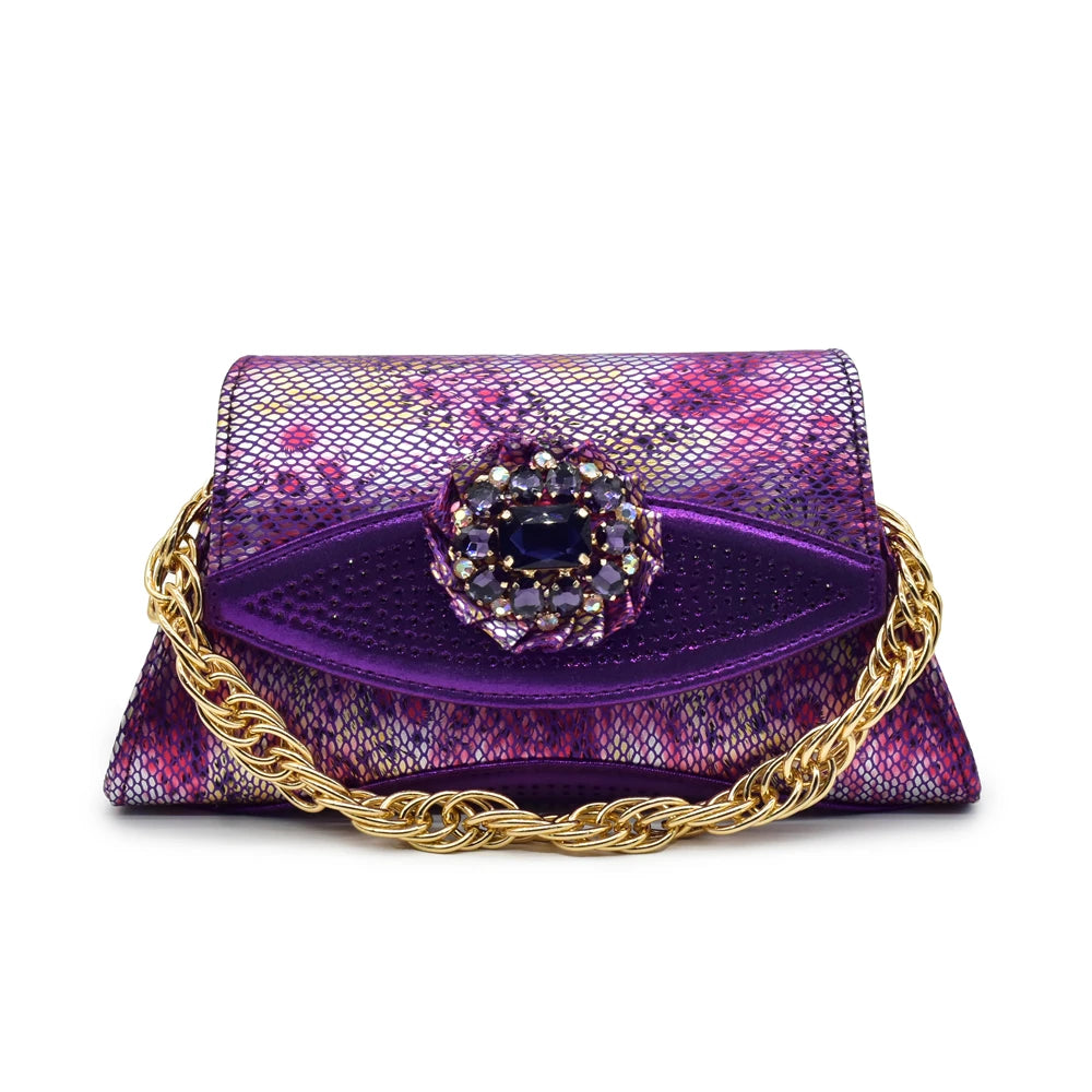 New Arrival Italian Shoes and Bags Matching Set 2024 Nigerian Heel Party for Women Purple Colour Italian Design Wedding Dress