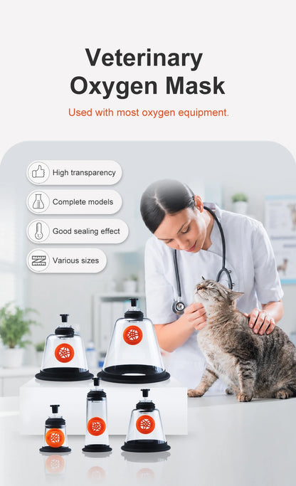 Canack Pet Oxygen Mask Kit Oxygen Inhalation Atomizing Mask for Cats and Dogs 5 Sizes Veterinary Clinic Supplies