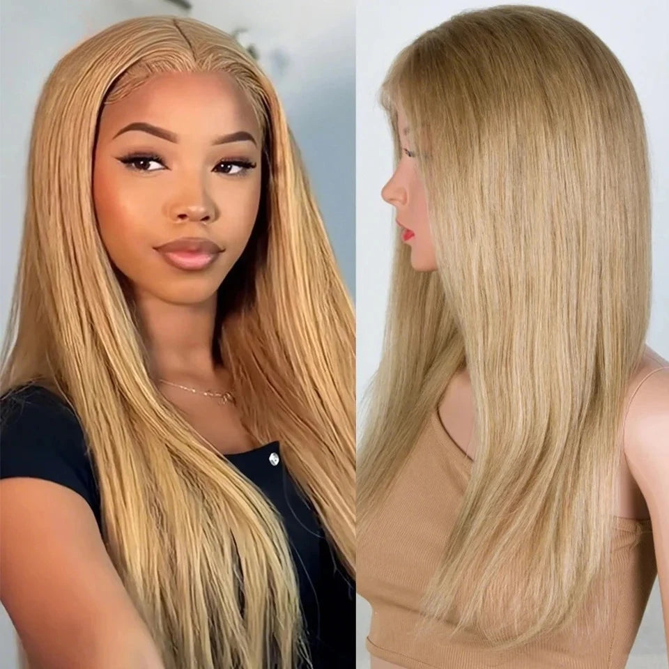 Debut Blonde Straight Lace Front Wigs 13x6x1 Lace Part Human Hair Wig For Women Transparent Lace Highlight Colored Remy Hair