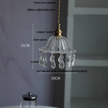 IWHD Knob Switch LED Pendant Lamp Bedroom Restaurant Cafe Luxury Crystal Glass Nordic Modern Interior Home Decor Hanging Lights