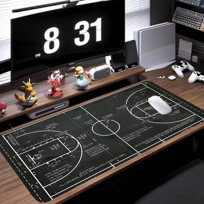 Basketball Court Mouse Pad Large Gaming Mousepad Offices Accessories Laptop Office Rubber Non-Slip Rubber Stitched Edge Deskpad