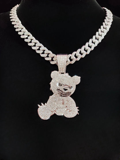 2024 New Arrived Hip Hop Bear Shape Pendant Necklace Men Women Chain Iced Out Bling Bling Necklaces HipHop Jewelry Fashion Gift