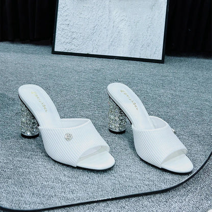 Elegant French High Heeled Sandals Summer New Women's Shoes Luxury Banquet Wedding Designer Sandalias Mujer
