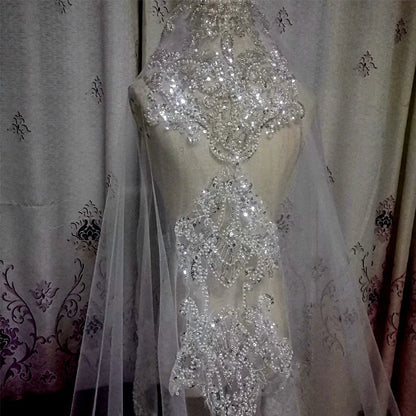 Diamond shiny luminous luxurious veil fully beaded embroidered veil  new cathedral wedding accessories bridal  custom made veil
