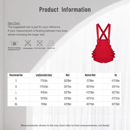 Women Ruffled Skinny Shorts Overalls Rave Dance Party Streetwear Elastic Waistband Adjustable Strap Suspender Short Bib Rompers