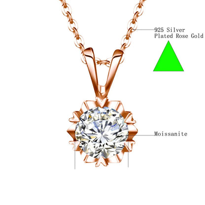 14K Gold Filled GRA Certificate 1-3ct Moissanite Snowflake Pendant 925 Silver Solitaire Necklace For Her Everyday Wear Jewellry