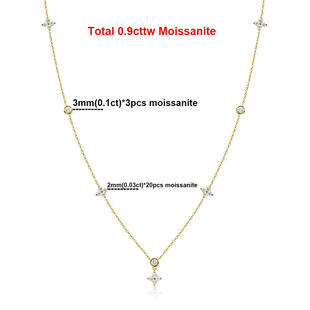2mm Four-Leaf Clover Moissanite Necklaces for Women Lab Grown Diamond Certified 925 Sterling Silver Jewelry Party Birthday Gifts