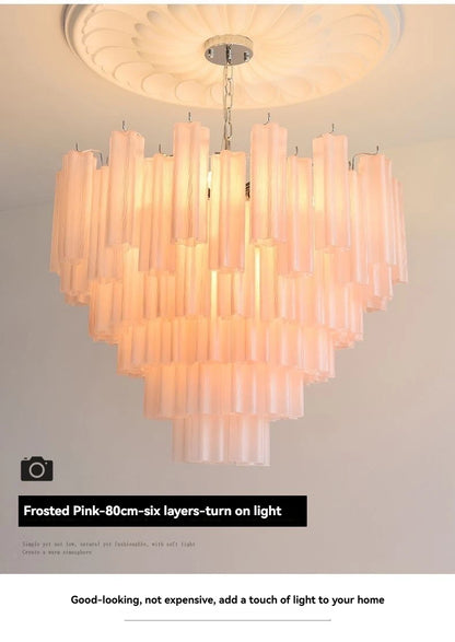 Designer Murano Ceiling Chandeliers Pink Colorful Glass LED Hanging Pendant Lights for Living Dining Room Bar Villa Art Lighting