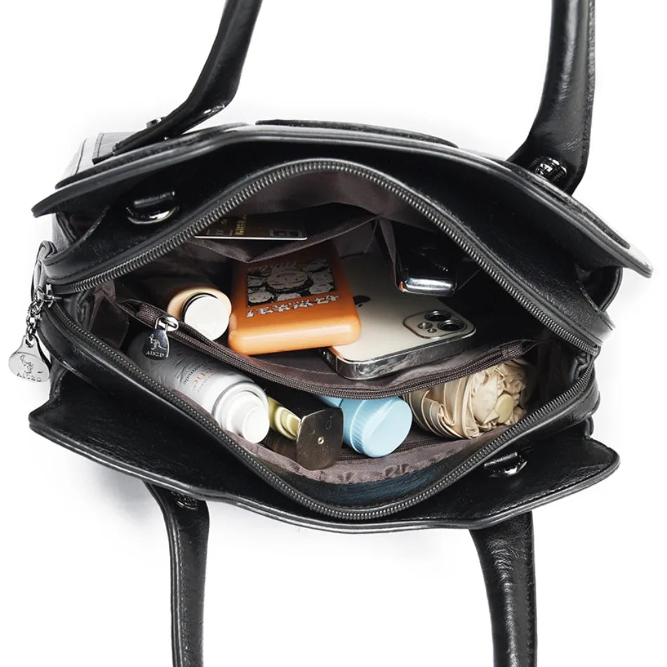 3 Layers Large Capacity Designer Women Top-Handle Bags Shoulder Crossbody Bags for Women Luxury Patent Leather Casual Tote Bag