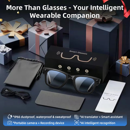 2026 Smart Glasses Men 1300W Camera AI Photo Recognition Video Recording Language Translation Bluetooth Call Sunglasses Women
