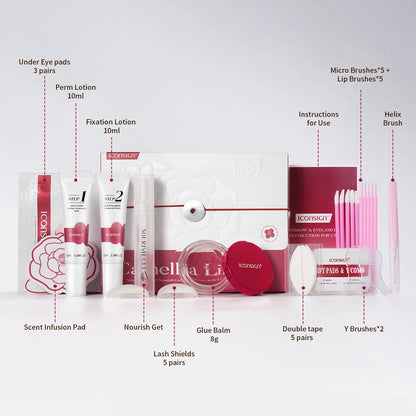 ICONSIGN Vegan Camellia Flower Eyelash Lift Kit 8-12min Quick Gentle Curly No Damage to Eyelashes Brow Care Gift Beauty Sets