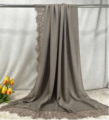 2026 New Rayon Cotton Modal Hijab Scarf Lace Splicing Turban Breathable Women Shawl Cotton Plain Scarf Headscarf Women Hijabs
