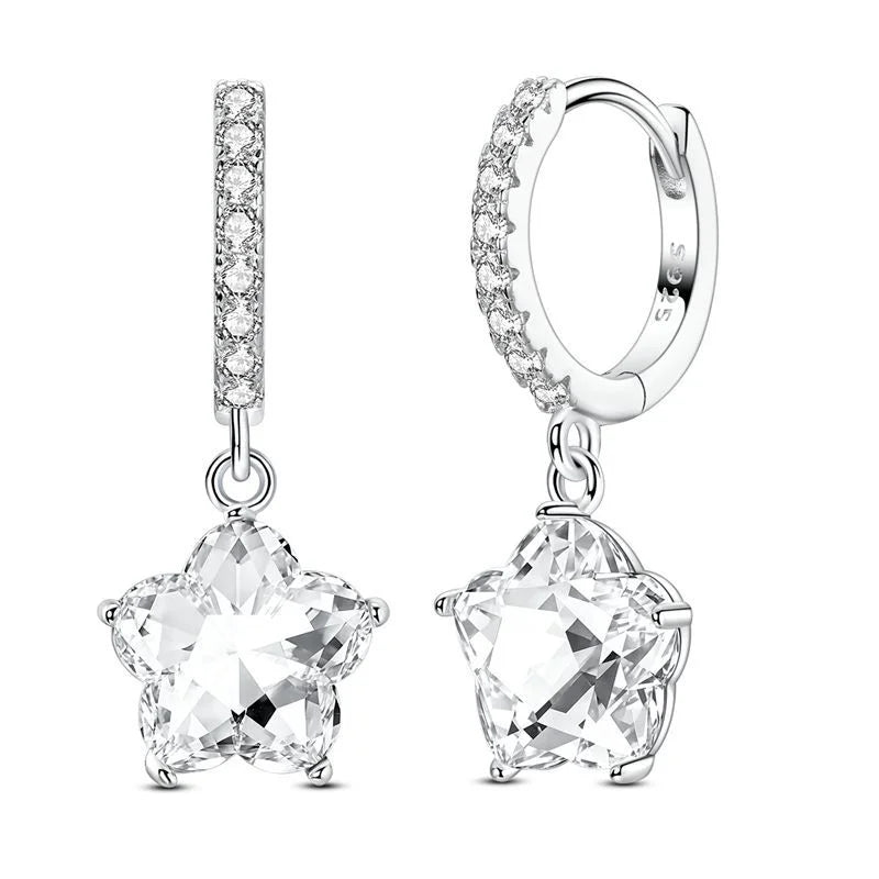 Original 925 Sterling Silver Luxury Bow Flower Shaped Clover Rose Pendant Earrings Elegant Mature Women Delicate Jewelry Gift