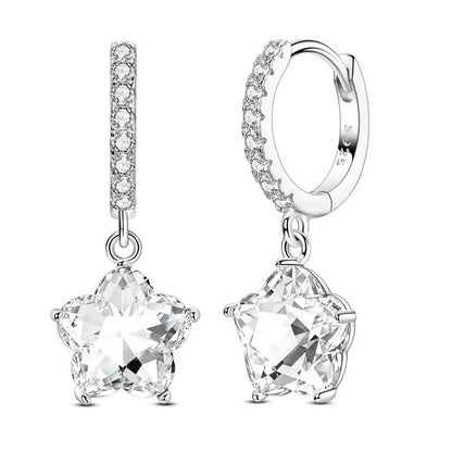 Original 925 Sterling Silver Luxury Bow Flower Shaped Clover Rose Pendant Earrings Elegant Mature Women Delicate Jewelry Gift
