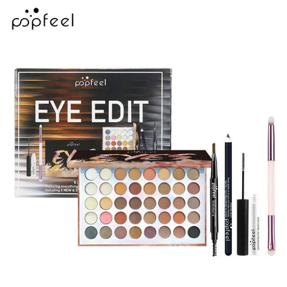 Essential Eye Makeup Set for Beginners Matte&Shimmer Eyeshadow Palette, Mascara, Eyebrow Pencil, Lip Eyeliner,Brush Tool Set Box