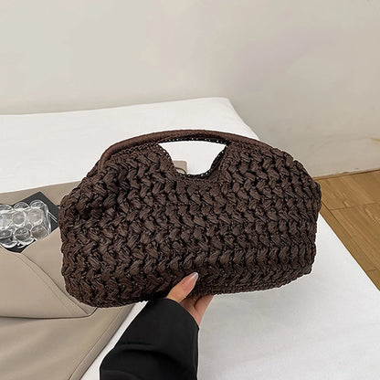 New Summer Beach Bag for Women Clutch Bag Luxury Designer Straw Bags Tote Handbag Fashion Woven Rattan Female Travel Purse