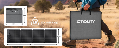 CTOLITY 100W-200W Foldable Solar Panel 22% Efficiency Portable Solar Charger for Camping Home Energy Storage Power Station