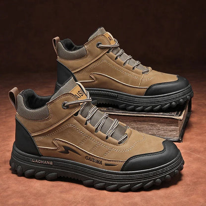 British Style Men's Motorcycle Boots High Top Tooling Shoes For Men Casual Boots Fashion Leather Ankle Boots Man Platform Boots